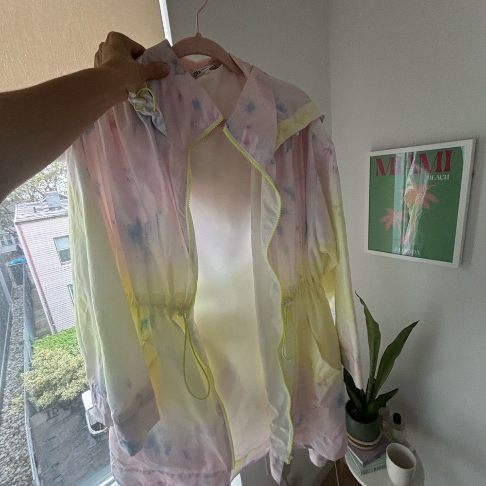Tie-Dye Hooded Jacket with Yellow Accents
